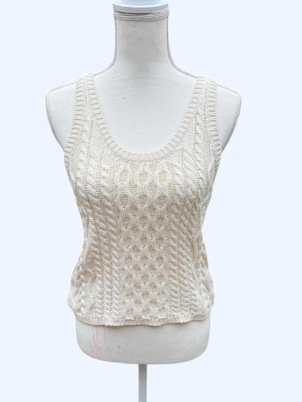 Free People Ivory Cable Knit Tank Top